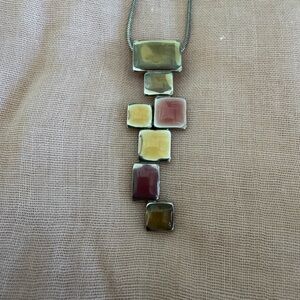 Lia Sophia Pink and Cream Geometric Necklace